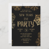 Invitation Flocon de neige Parties scintillant noir et or | N (Devant)