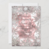 Invitation Flocon de neige Pink Silver Winter Wond (Devant)