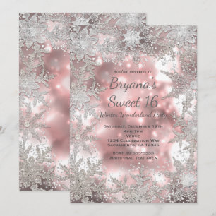 Invitation Flocon de neige Pink Silver Winter Wond