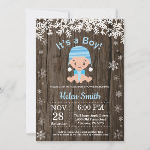 Invitation Flocon de Neige pour Baby Shower Garçon