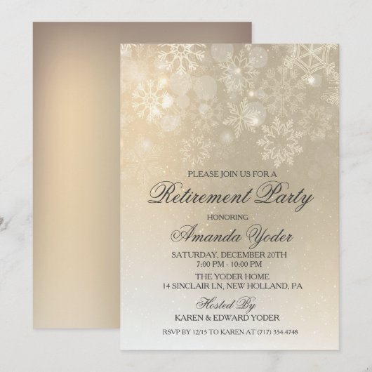 Invitation Flocon de Neige Retraite (Devant / Derrière)