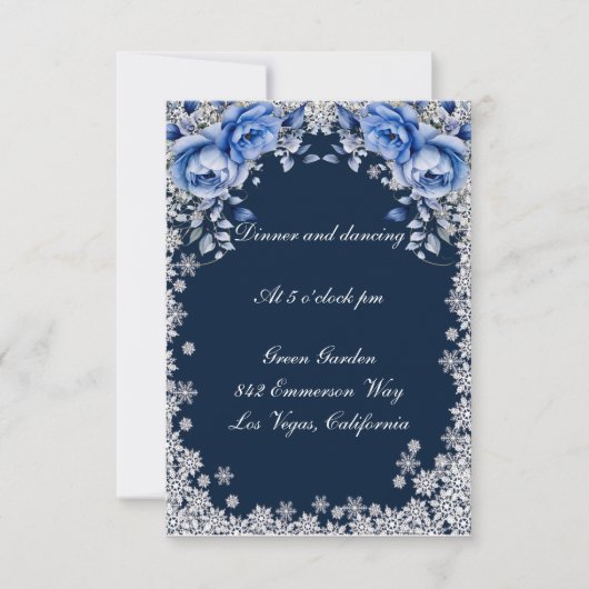Invitation Flocon de neige Rose bleu Réception de mariage de (Devant)