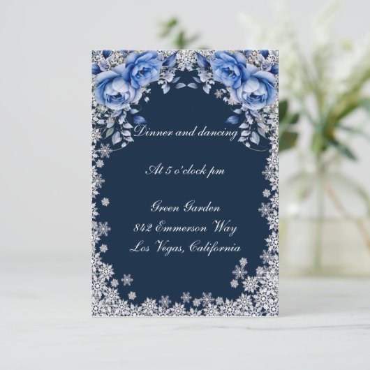 Invitation Flocon de neige Rose bleu Réception de mariage de  (Debout devant)