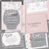 Invitation Flocon de neige rose Brunch Bébé excité par la nei