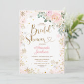 Invitation Flocon de neige rose d'hiver Fête des mariées flor (Debout devant)