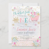 Invitation Flocon de neige rose d'hiver Oh Quel plaisir Premi (Devant)