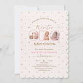 Invitation Flocon de neige rose doux Hiver Onederland 1er ann (Devant)