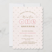 Invitation Flocon de neige rose doux - Hiver - Tourner un (Devant)