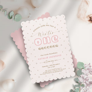 Invitation Flocon de neige rose doux - Hiver - Tourner un