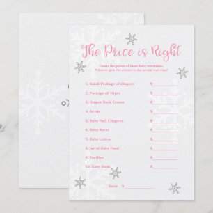 Invitation Flocon de neige rose et argent jeu The Price is Ri