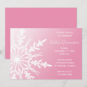 Invitation Flocon de neige rose et blanc Hivernal Quinceañera (Devant / Derrière)