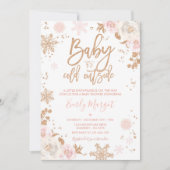 Invitation Flocon De Neige Rose Gold Et Pink Winter Baby show (Devant)