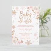 Invitation Flocon De Neige Rose Gold Et Pink Winter Baby show (Debout devant)
