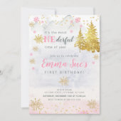 Invitation Flocon de neige rose UN moment de l'année Annivers (Devant)