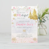 Invitation Flocon de neige rose UN moment de l'année Annivers (Debout devant)