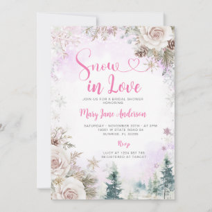 Invitation Flocon de neige rose violet Mariage sous la neige
