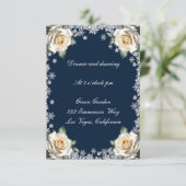 Invitation Flocon de neige Roses blanches Réception de mariag (Debout devant)