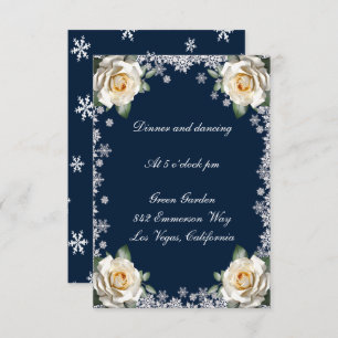 Invitation Flocon de neige Roses blanches Réception de mariag