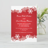 Invitation Flocon de neige rouge blanc mariage d'hiver modern (Debout devant)