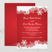 Invitation Flocon de neige rouge blanc mariage d'hiver modern (Devant / Derrière)