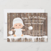 Invitation Flocon de neige rustique Bébé fait froid dehors Ba (Devant)