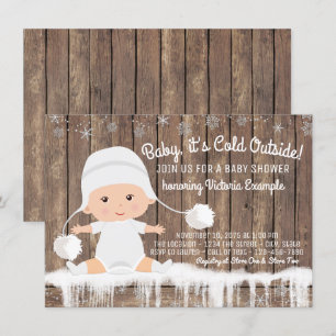 Invitation Flocon de neige rustique Bébé fait froid dehors Ba