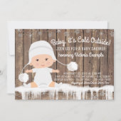 Invitation Flocon de neige rustique Bébé fait froid dehors Ba (Devant)