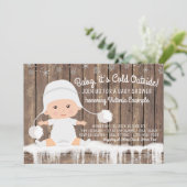 Invitation Flocon de neige rustique Bébé fait froid dehors Ba (Debout devant)