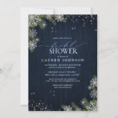 Invitation Flocon de neige rustique d'hiver Fête des mariées  (Devant)
