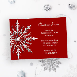 Invitation Flocon de neige sur la fête de Noël des Fêtes roug