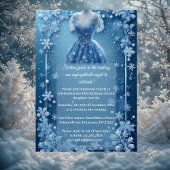 Invitation Flocon de neige Sweet 16 Glace Bleu Argent Strass