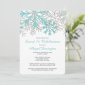 Invitation Flocon de neige Turquoise Bleu Silver Sweet hiver  (Debout devant)