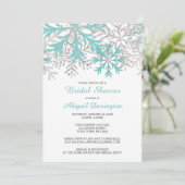 Invitation Flocon de neige Turquoise Blue Silver Winter Fête  (Debout devant)