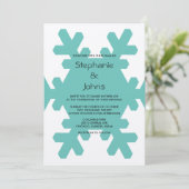 Invitation Flocon de neige turquoise Élégant Gris Argent Mari (Debout devant)