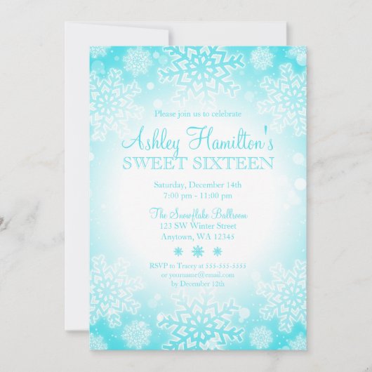 Invitation Flocon de neige turquoise Glow Winter Wonderland S (Devant)