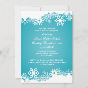 Invitation Flocon de neige turquoise mariage d'hiver nuptiale