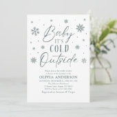 Invitation Flocon de neige vert bébé Il fait froid à l'extéri (Debout devant)