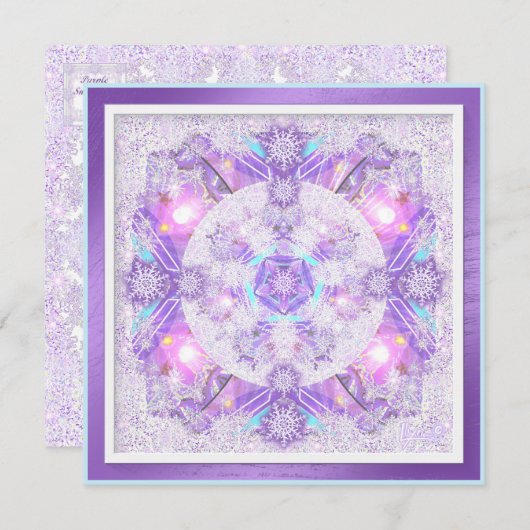 Invitation Flocon de neige violet (Devant / Derrière)