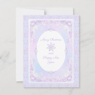 Invitation flocon de neige violet clair et coeur étincelant
