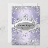 Invitation Flocon de neige violet Cryple Princess Quinceanera (Devant)