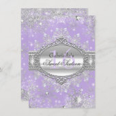 Invitation Flocon de neige violet hiver Wonderland Sweet 16 I (Devant / Derrière)