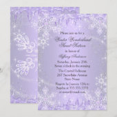 Invitation Flocon de neige violet hiver Wonderland Sweet 16 I (Devant / Derrière)