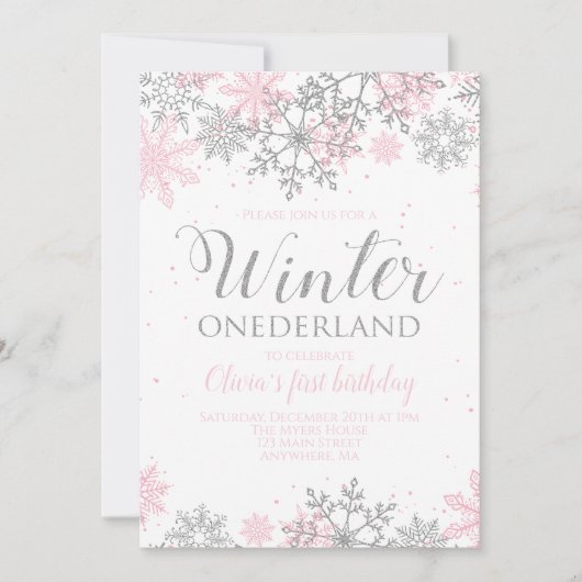 Invitation Flocon de Neige Winter Onederland (Devant)