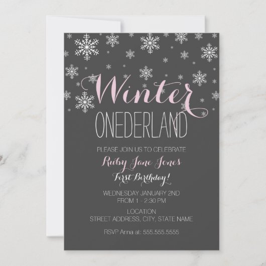 Invitation Flocon des neiges Hiver Onederland Premier Anniver (Devant)