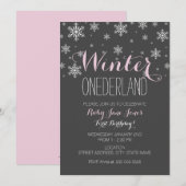 Invitation Flocon des neiges Hiver Onederland Premier Anniver (Devant / Derrière)