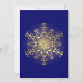 Invitation Flocon d'or bleu mariage d'hiver nuptiale douche (Dos)
