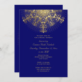 Invitation Flocon d'or bleu mariage d'hiver nuptiale douche (Devant / Derrière)