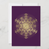 Invitation Flocon d'or sur violet élégant mariage d'hiver (Dos)