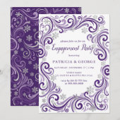 Invitation Flocons d'Argent Violet Mariage d'Hiver (Devant / Derrière)