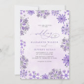 Invitation Flocons de Neige Argent Violet Mariage Code QR Hiv (Devant)